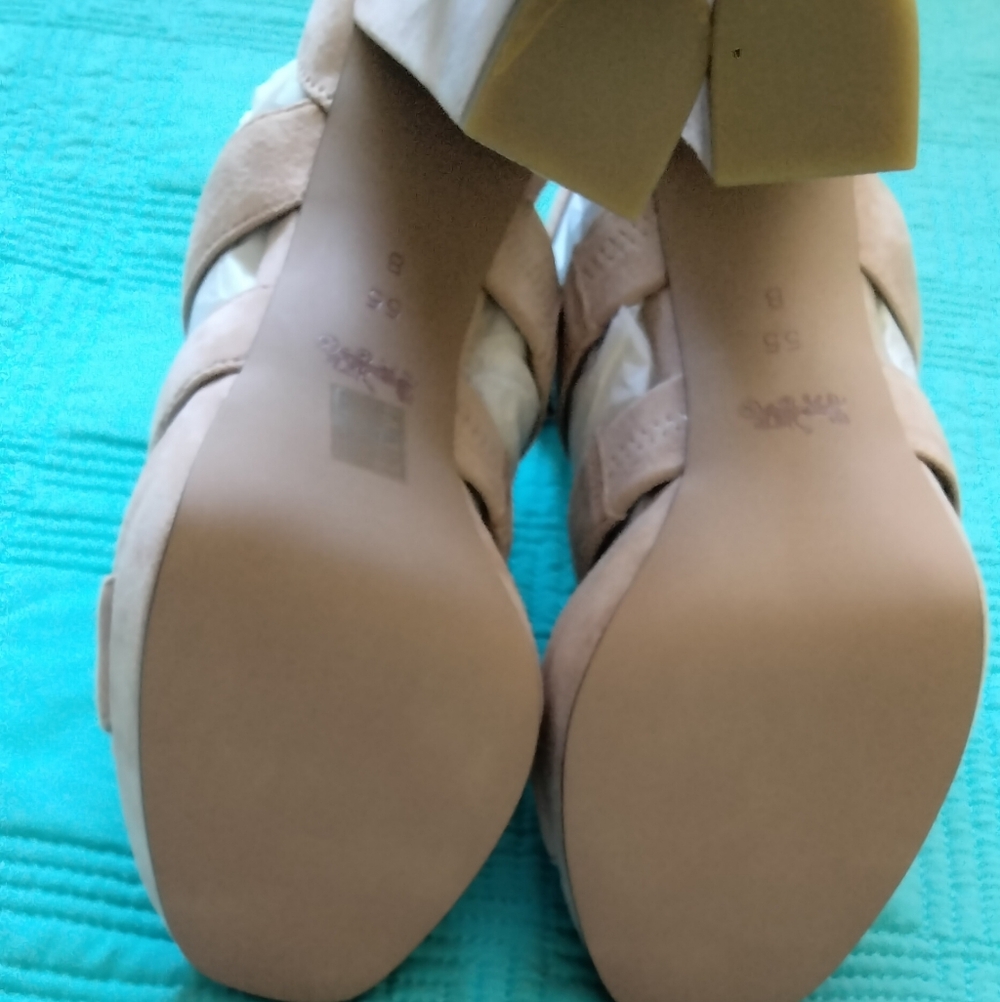 COACH Blush MARINA Three-Strap Suede Ankle-Strap Heel in Blush. - Picture 3 of 5